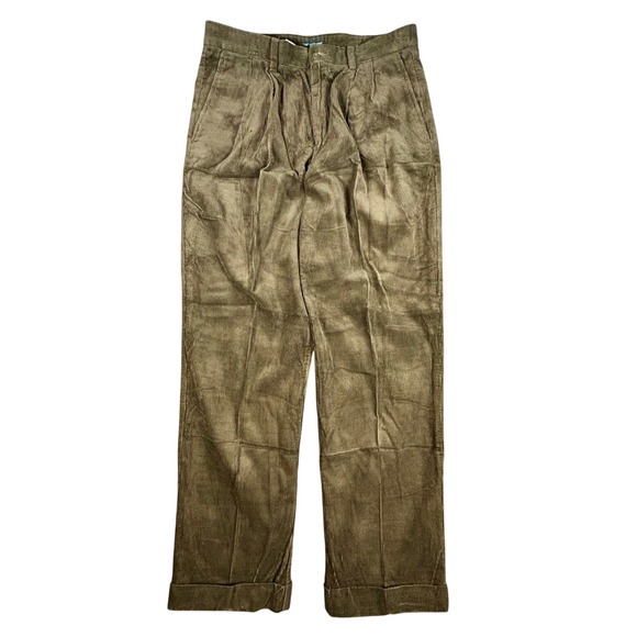 Dockers Recode Other - Dockers Recode Men's Olive Corduroy Pleated Cuffed Relaxed Fit Pants W34 L32 VTG